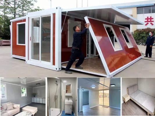 Casa de contêineres expansível de painel de sanduíche de aço para viver em branco/cinzento/preto