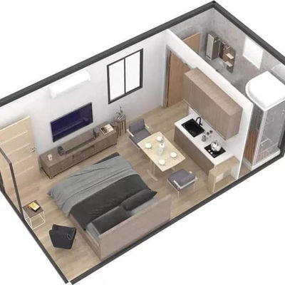 Casa de contêiner dobrável de 20 pés com acessórios leves Painel de sanduíche de aço durável