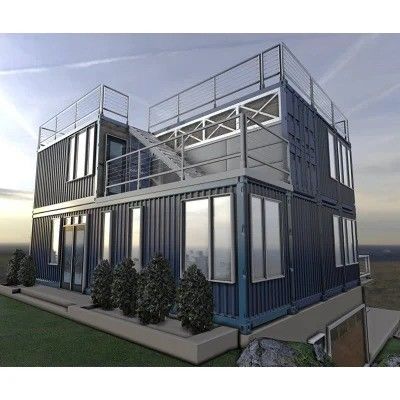 Casa de contêiner de cor personalizada com estrutura e construção de aço leve