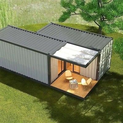 Casa de contêiner de cor personalizada com estrutura e construção de aço leve