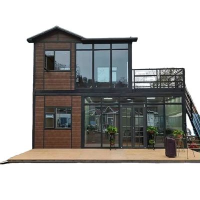 Casa modular pré-fabricada de luxo com área de estar expandível moderna