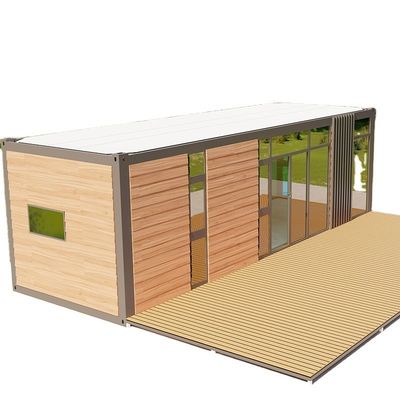 Casa modular pré-fabricada de luxo com área de estar expandível moderna