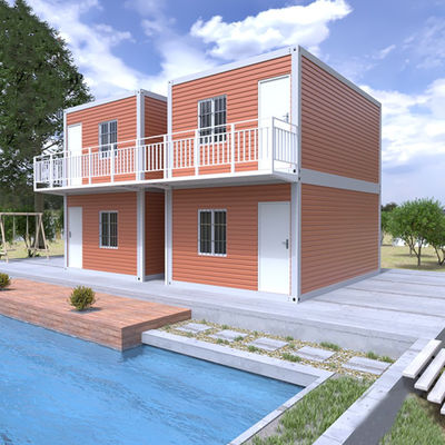 Casa de contêineres modular pré-fabricada com piso de 18 mm MGO e estrutura de aço galvanizado