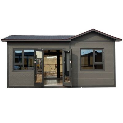 Casa móvel de porta de aço Casa modular Container pré-fabricado com parede de cortina de vidro