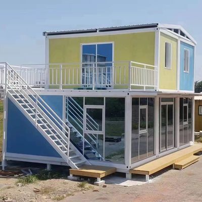 Casa móvel de porta de aço Casa modular Container pré-fabricado com parede de cortina de vidro