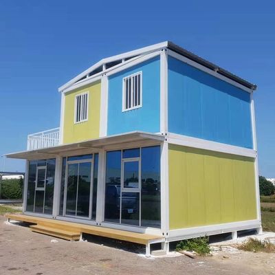 Casa móvel de porta de aço Casa modular Container pré-fabricado com parede de cortina de vidro