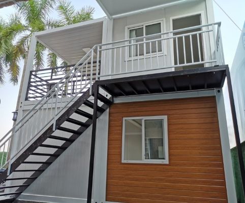Casa pré-fabricada contemporânea de duas camadas de contêineres de embalagem plana para 20 pés 40 pés