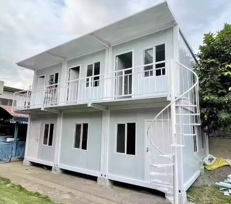Casa pré-fabricada contemporânea de duas camadas de contêineres de embalagem plana para 20 pés 40 pés