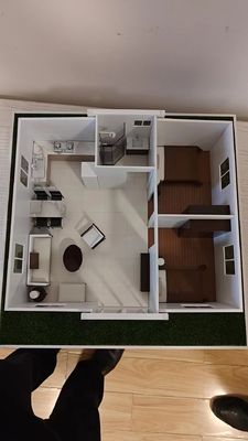 Casa de contêineres pré-fabricada com 2 quartos expansíveis